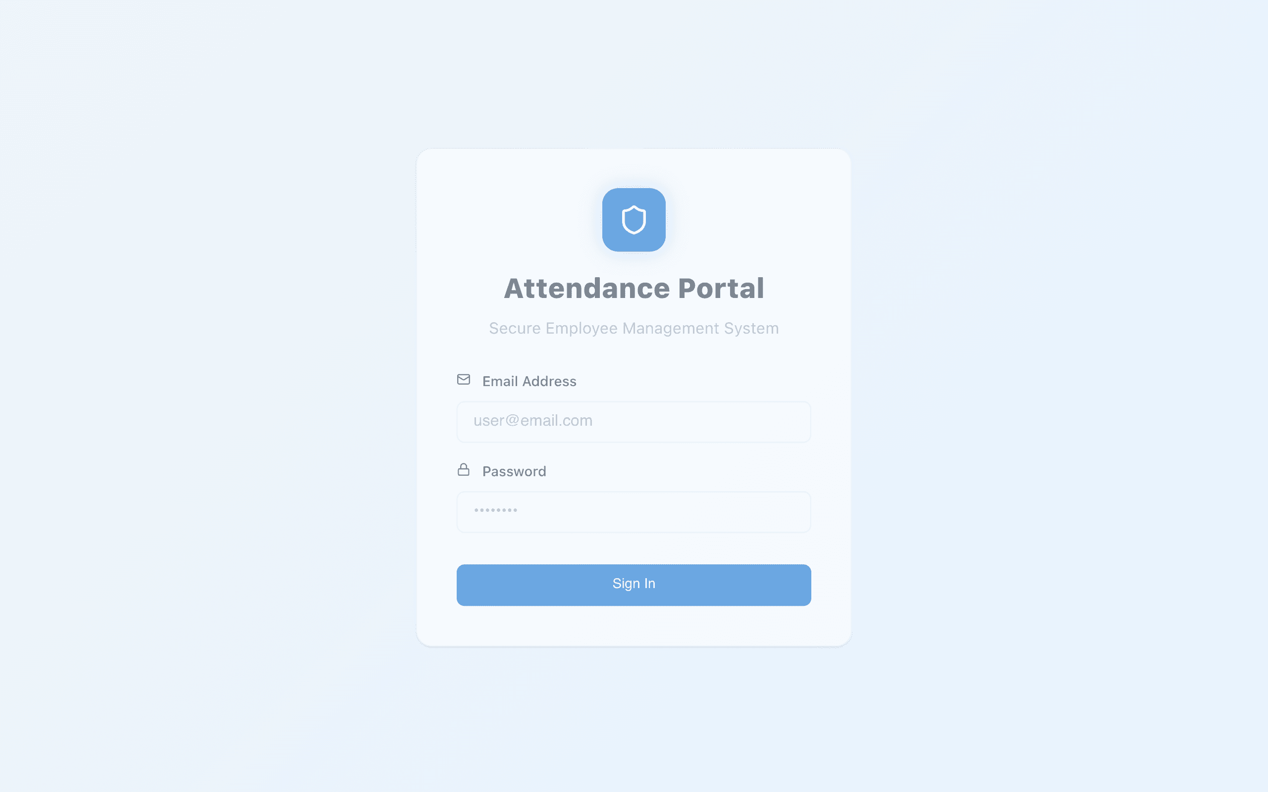 Screenshot of Employee Attendance Management System