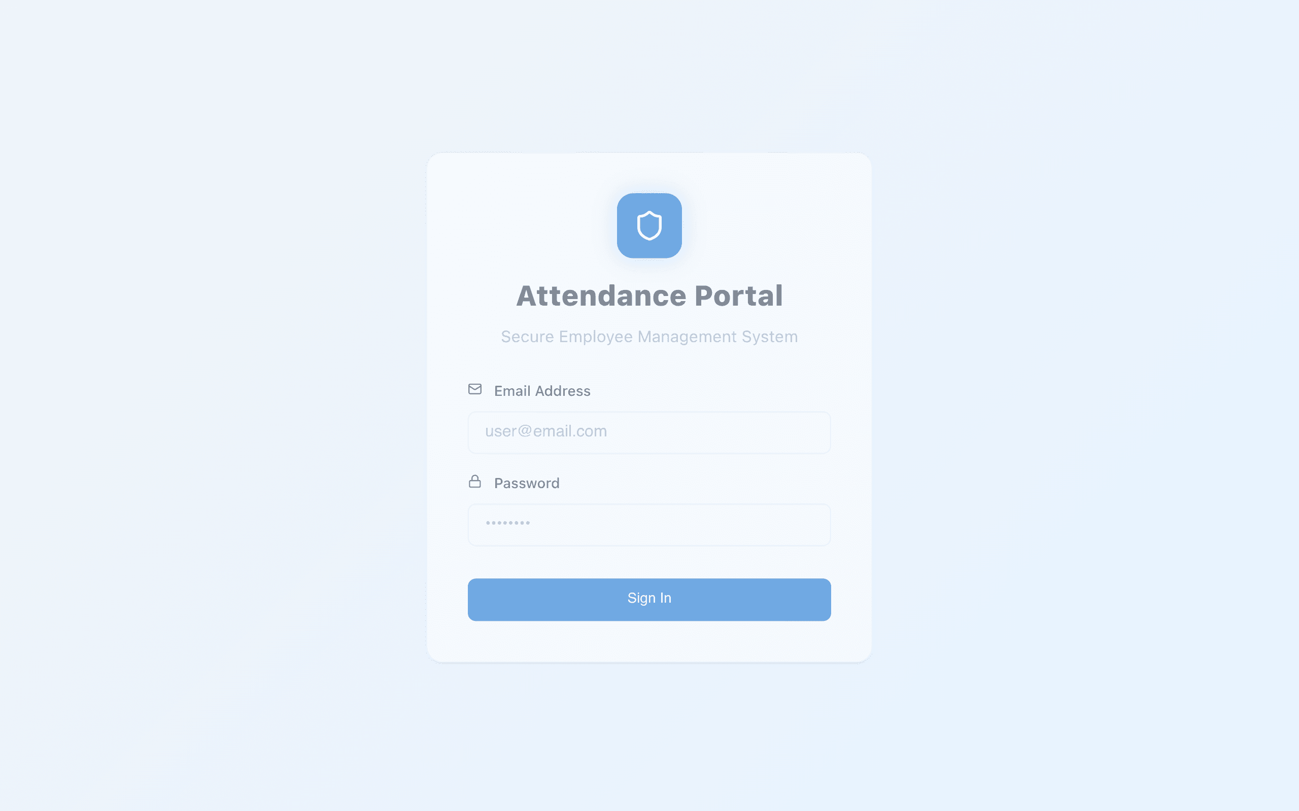 Screenshot of Employee Attendance Management System